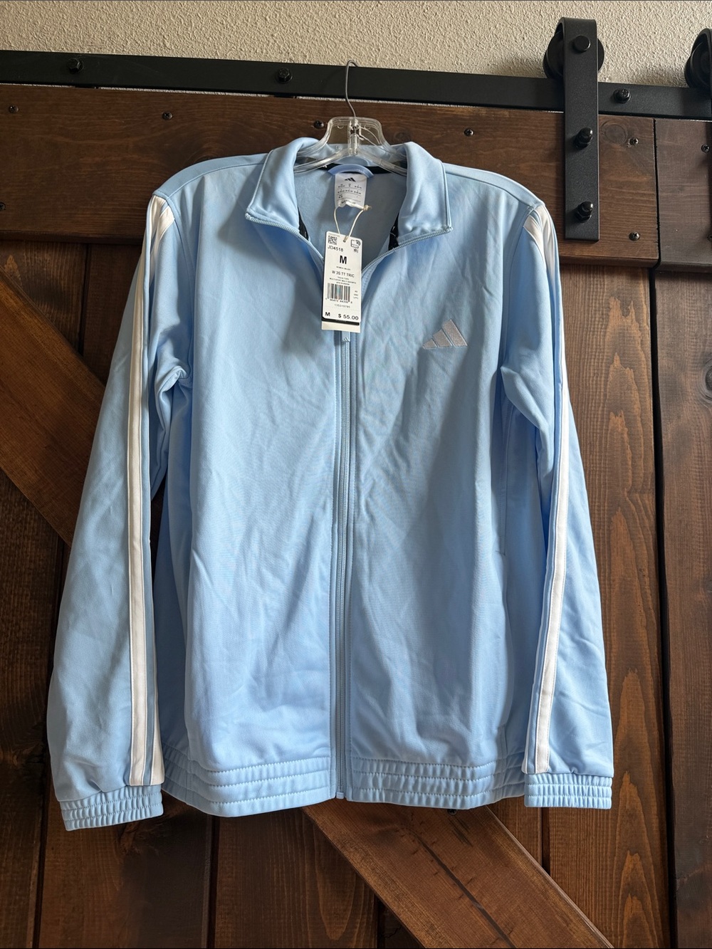 adidas Baby Blue Track Jacket with White Stripes